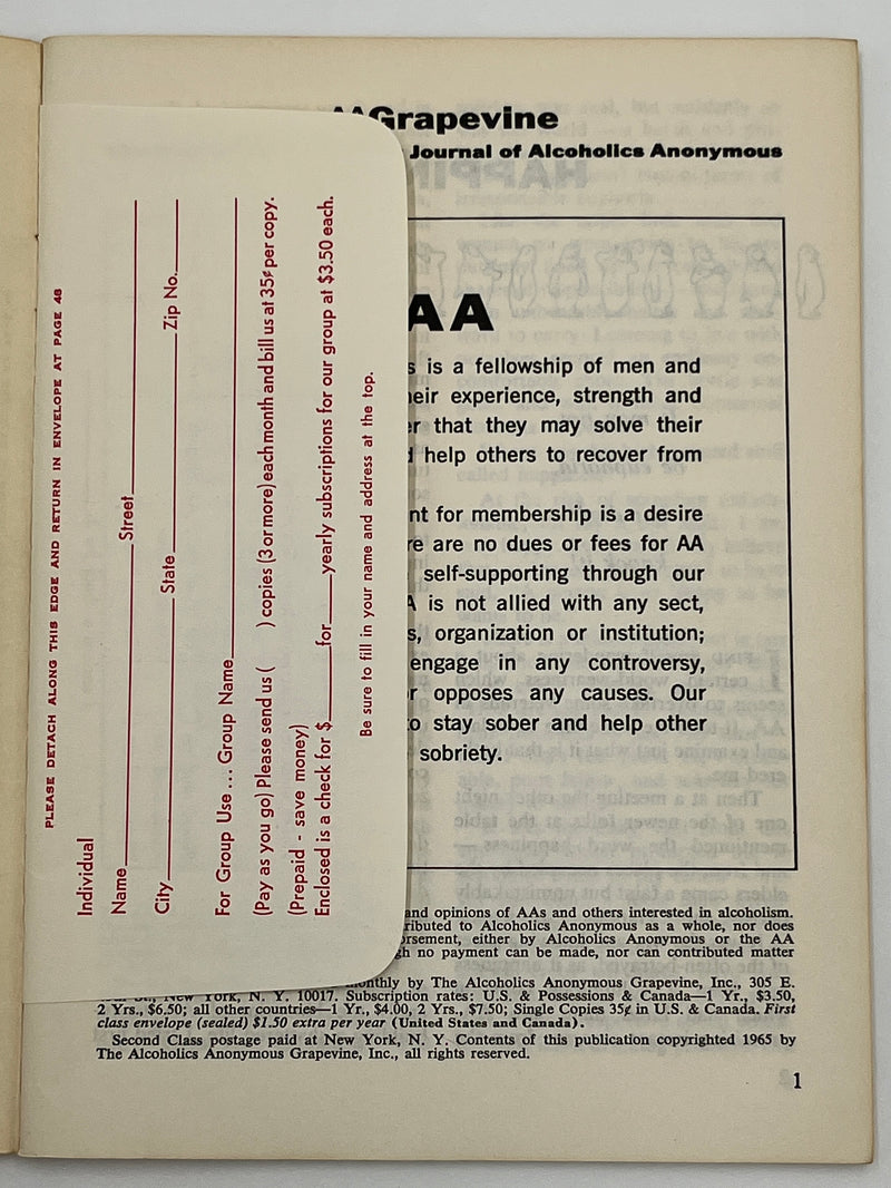 AA Grapevine from April 1965 - Happiness Mark McConnell