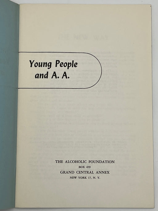 Young People and A.A. - 1953 Edition Mark McConnell