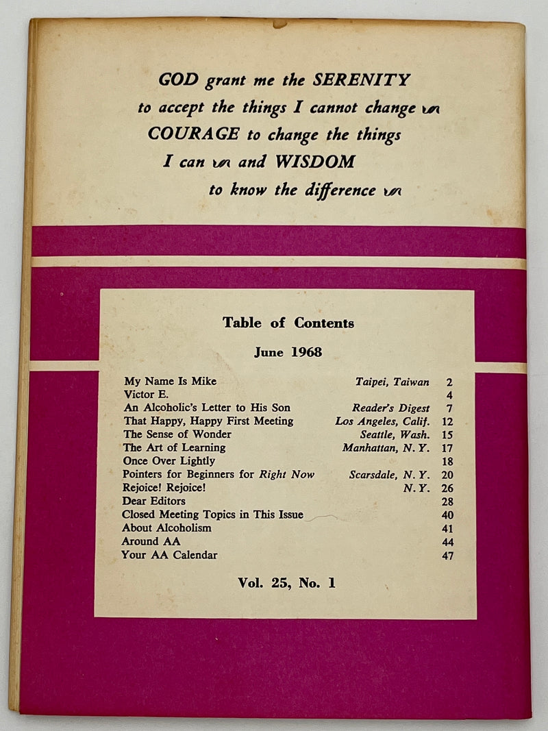 AA Grapevine from June 1968 - Pointers for Beginners Mark McConnell