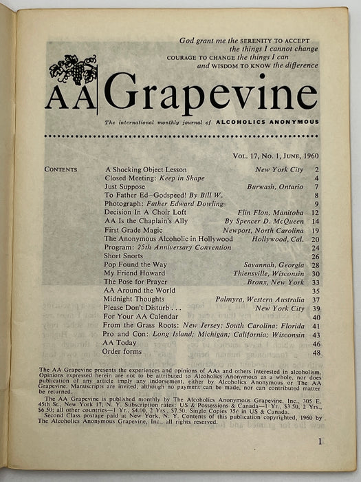 AA Grapevine from June 1960 - Program for Long Beach International Convention Mark McConnell