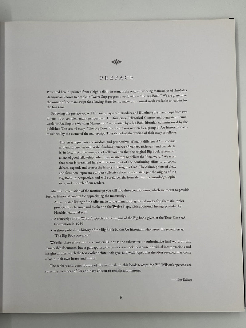 The Book That Started It All: The Original Working Manuscript of Alcoholics Anonymous - FIRST PRINTING Recovery Collectibles